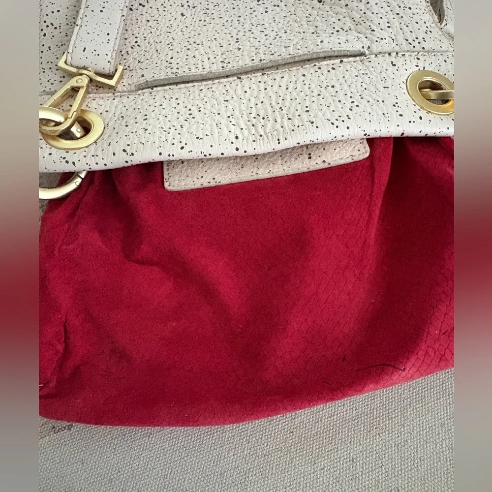 Hammitt Speckled Cream Leather Crossbody with Gold Hardware